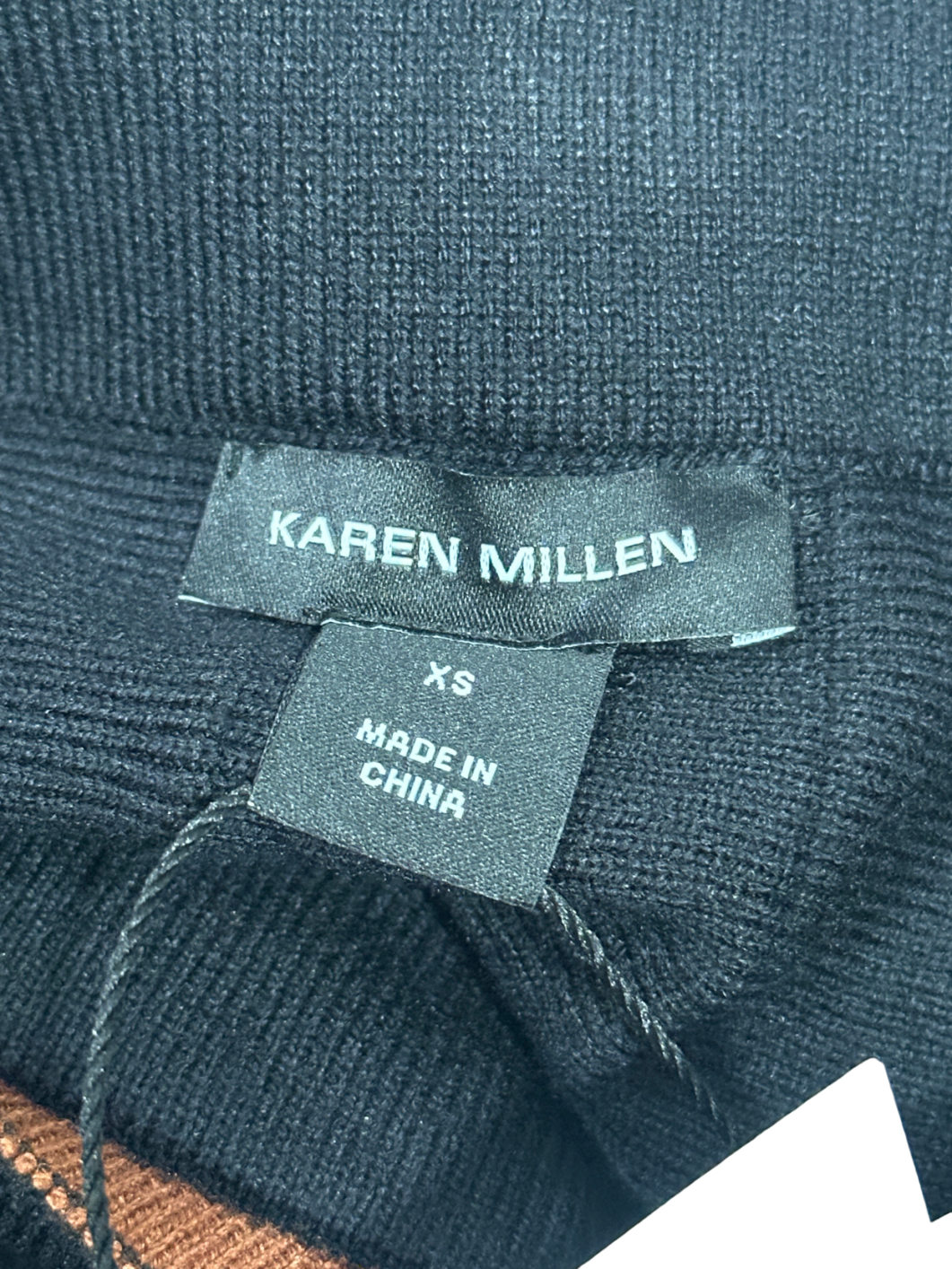 Karen Millen Black Pleated Wool Look Contrast Knit Mini Skirt XS