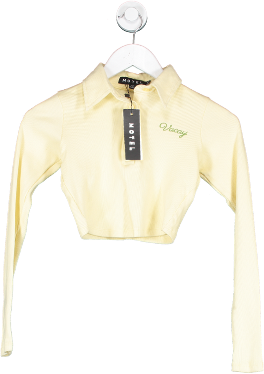 Motelrocks Yellow Elody Crop Top In Buttercream Vacay Embro UK XS