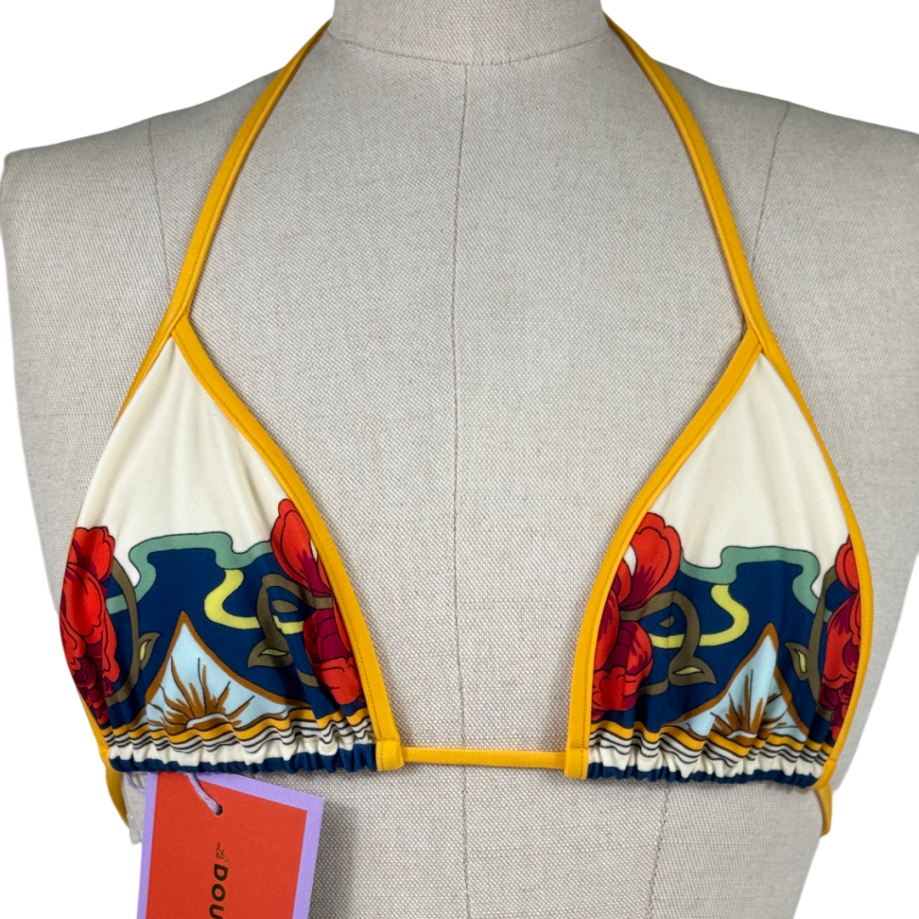 LA DOUBLEJ Multicoloured Tropical-print Bikini Top In Foulard_liberty_ivory UK L