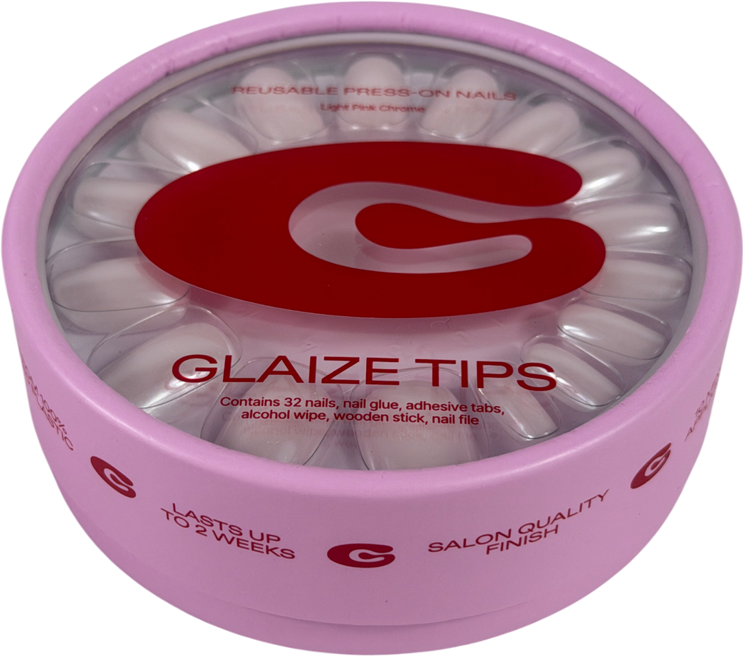Glaize Press On Nails Light Pink Chrome 32