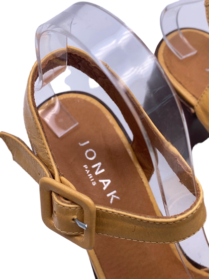 Jonak Yellow Leather Platform Sandals UK 6