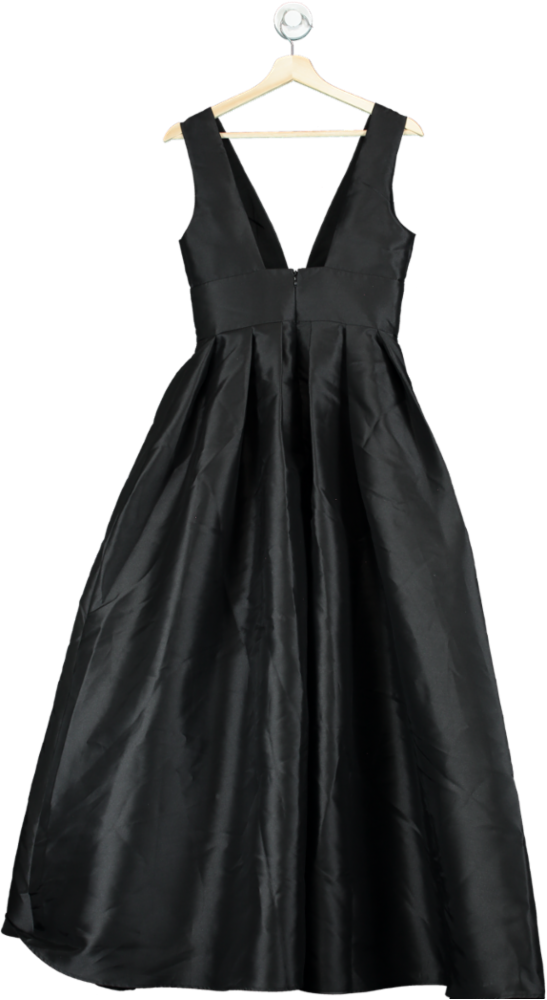 Coast Black Structured Deep V Full Maxi Dress UK 8