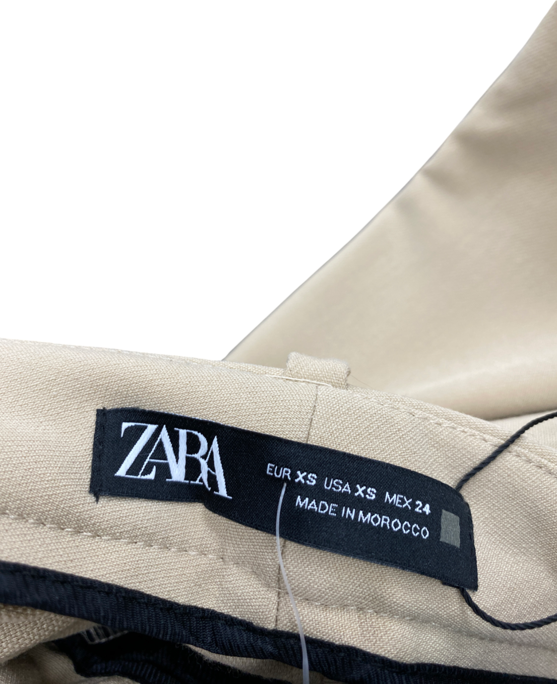 ZARA Beige Straight Leg Tailored Trousers UK XS