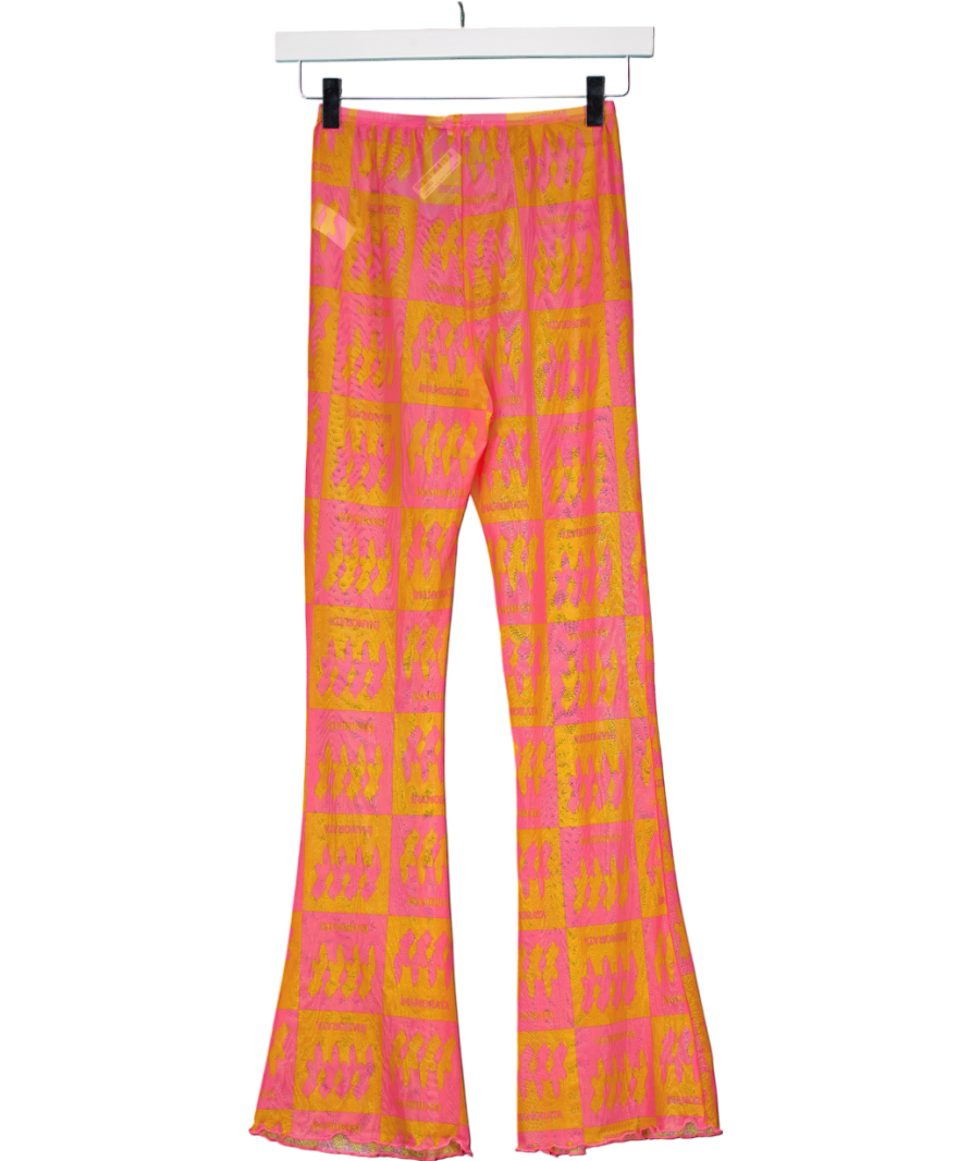 INAMORATA Orange Check Beachwood Trousers UK S