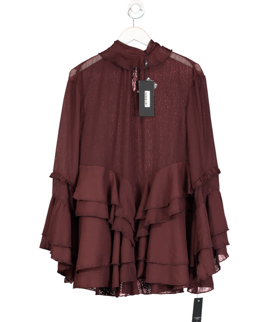 Noughts & Kisses Purple Dayana Ruffle Mini Dress UK XS