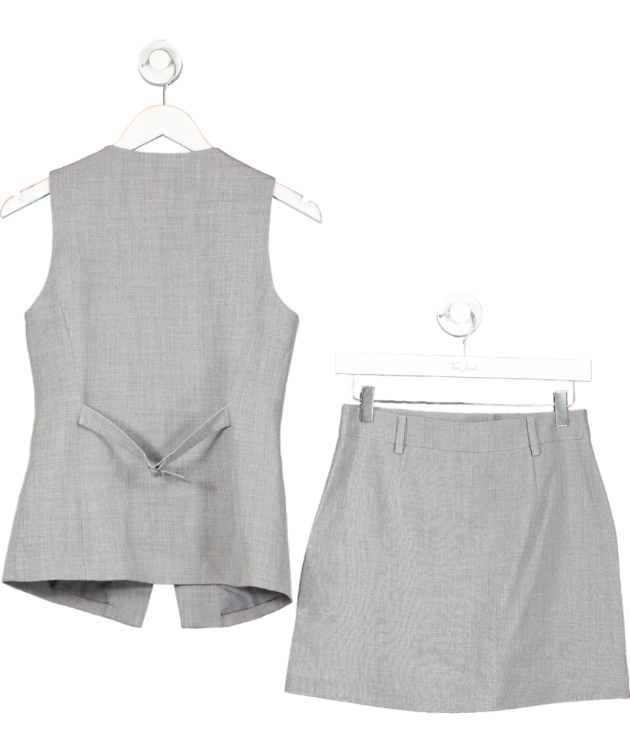 New Look Grey Crew Neck Waistcoat And High Waisted A-line Mini Skirt Set UK 8