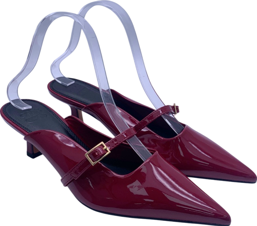 ASOS Burgundy Patent Pointed Toe Mules EU 38