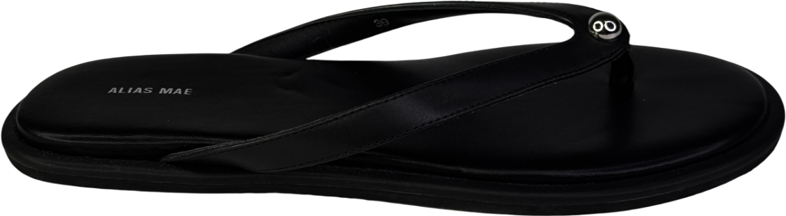 Alias Mae Black / Silver Leather Toe Thong Sandals UK 6 EU 39 👠