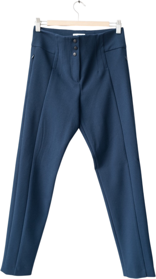BIMBA Y LOLA Navy Blue High Waisted Tailored Tapered Trousers Fr36 UK 8