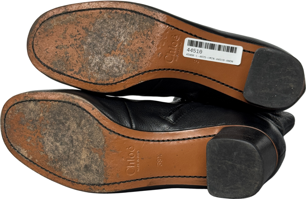 Chloé Black Leather Orson Scallop Detail Ankle Boots UK 6.5 EU 39.5 👠