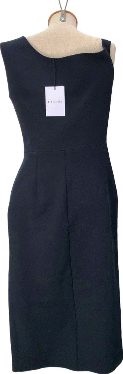 Filiarmi Black Asymmetrical Neck Midi Dress UK 8