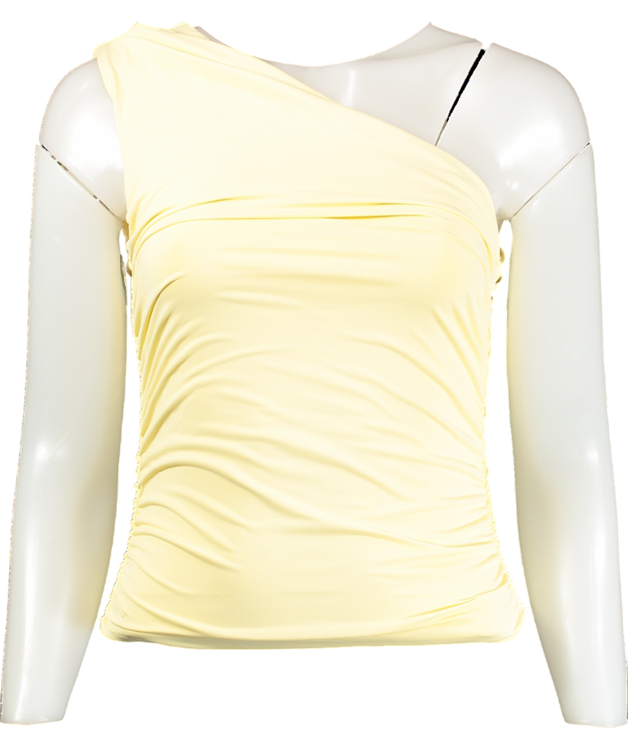 White Fox Yellow Lace Of Love One Shoulder Top UK M