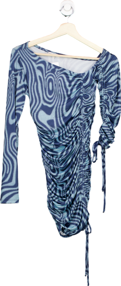 Fashion Nova Blue Ruched Bodycon Dress Size S