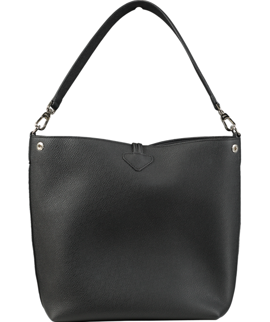 Longchamp Le Roseau Leather Shoulder Bag, Black