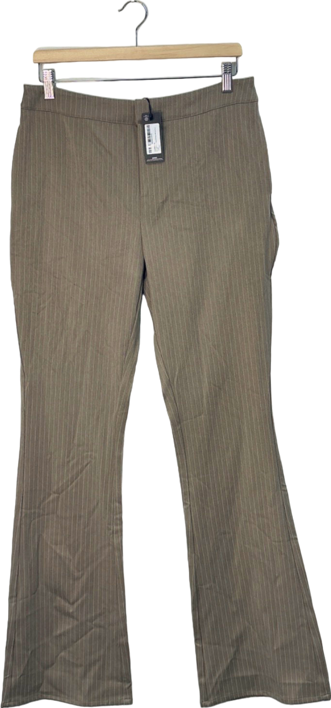 P.L.T. Label Beige Pinstripe Trousers UK 10