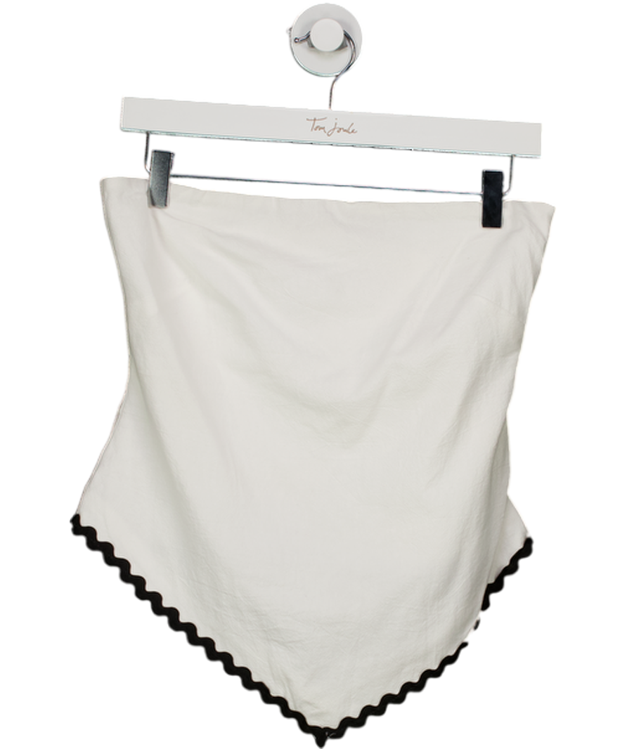 4th & Reckless White Norah Contrast Trim Bandeau Top UK 6