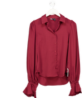 ASOS Red Burgundy Chiffon Puff Sleeve Blouse With Shirred Cuffs UK 6
