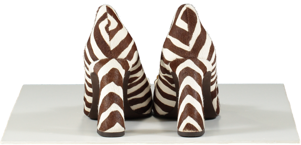 Tory Burch Brown Zebra-print Square Toe Pumps UK 8