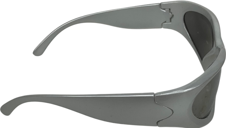 Metallic Wrap Around Vintage Oval Sunglasses One Size