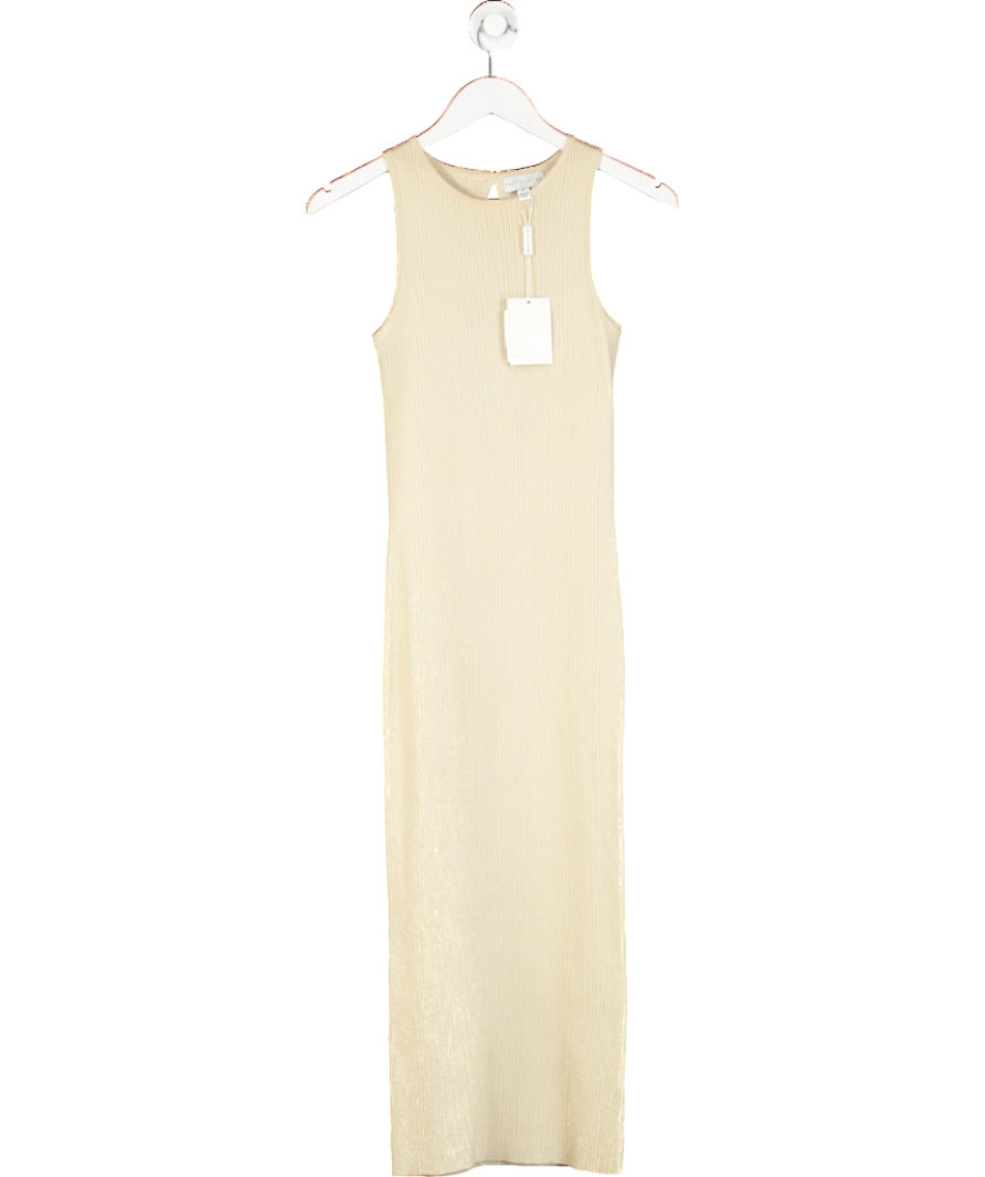 PRETTY LAVISH Beige Billie Ribbed Racer Midi Dress UK S