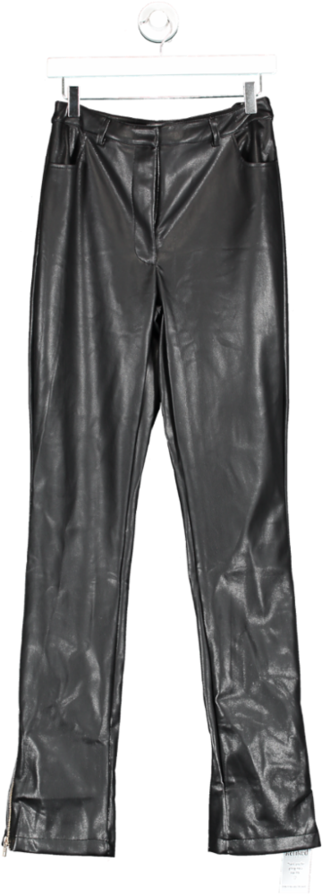 Club L Black Jackie  Faux Leather High Waisted Trousers With Ankle Zips UK 10