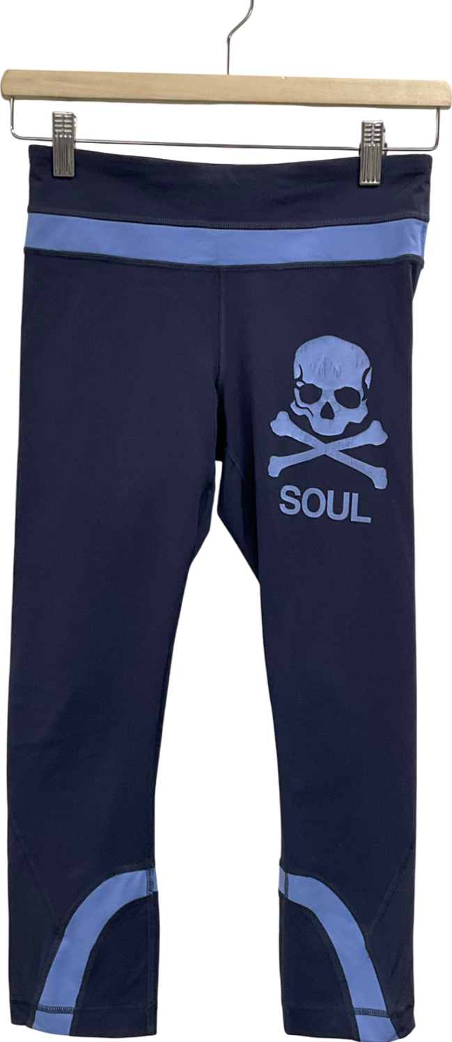 LuluLemon Blue Skull Cropped Leggings UK XS