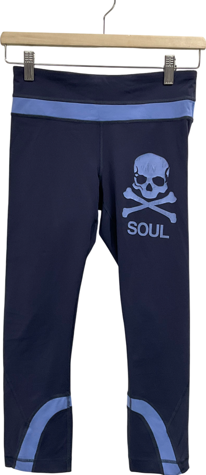 LuluLemon Blue Skull Cropped Leggings UK XS