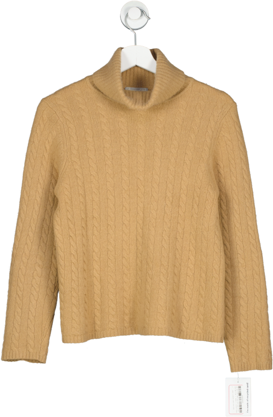 Deane & White Brown Cable Roll Neck Cashmere Jumper UK S