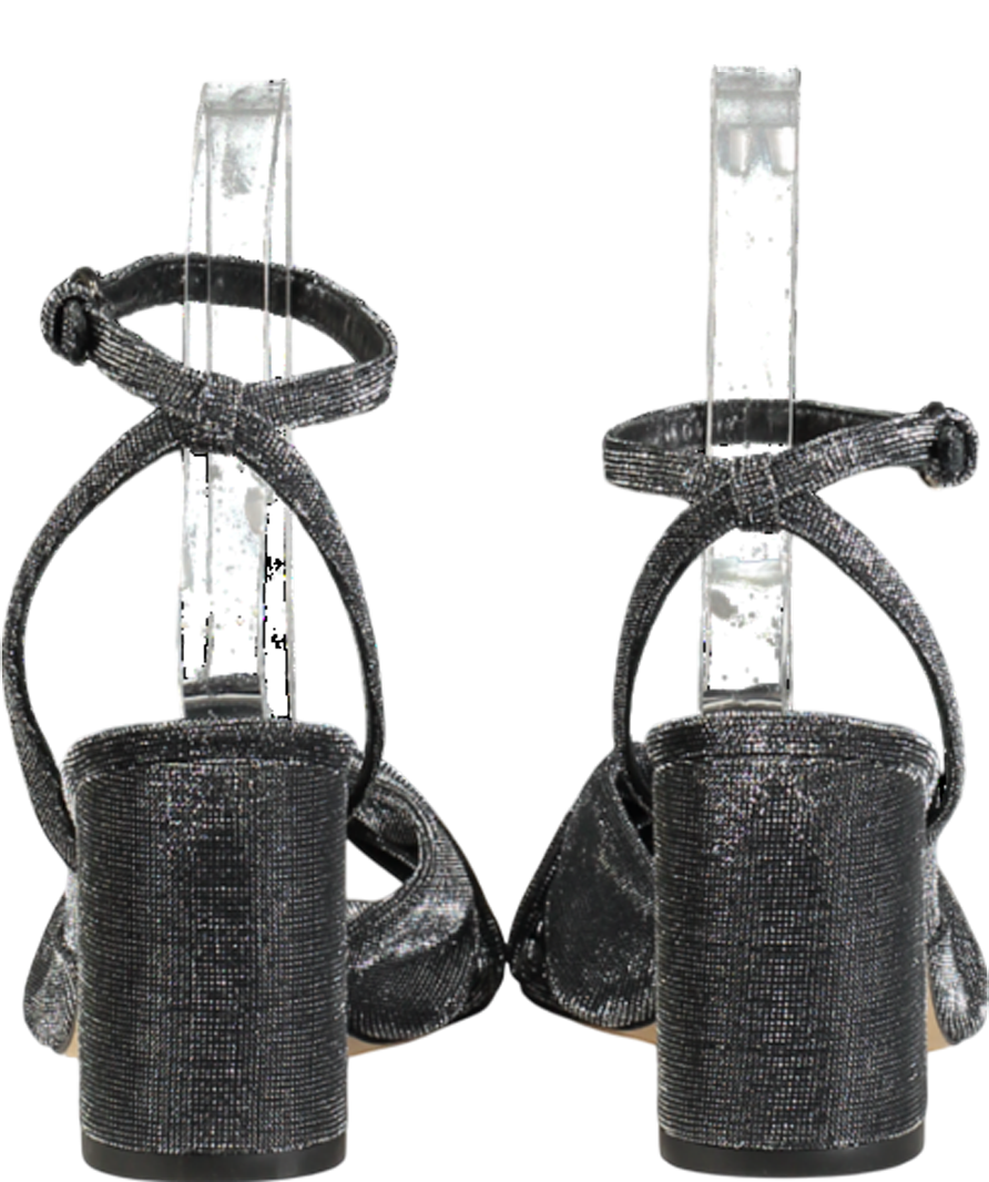 LK Bennett Black Eliana Pewter Knotted Round Heel Formal Sandals UK 3 EU 36 👠