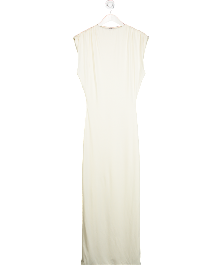 Mars the Label Cream Ruched Shoulder Maxi Dress UK 12
