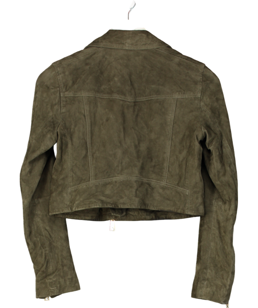 AllSaints Green Suede Balfern Biker Jacket UK 6