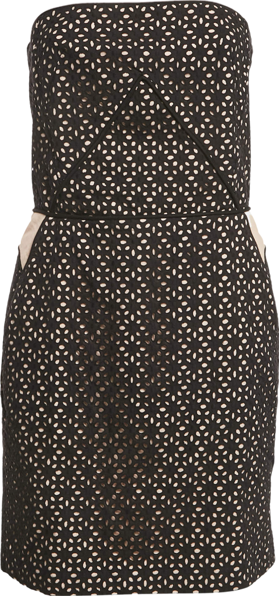 Maje Black Broderie Anglaise Cotton Strapless Mini Dress Fr36 UK 8