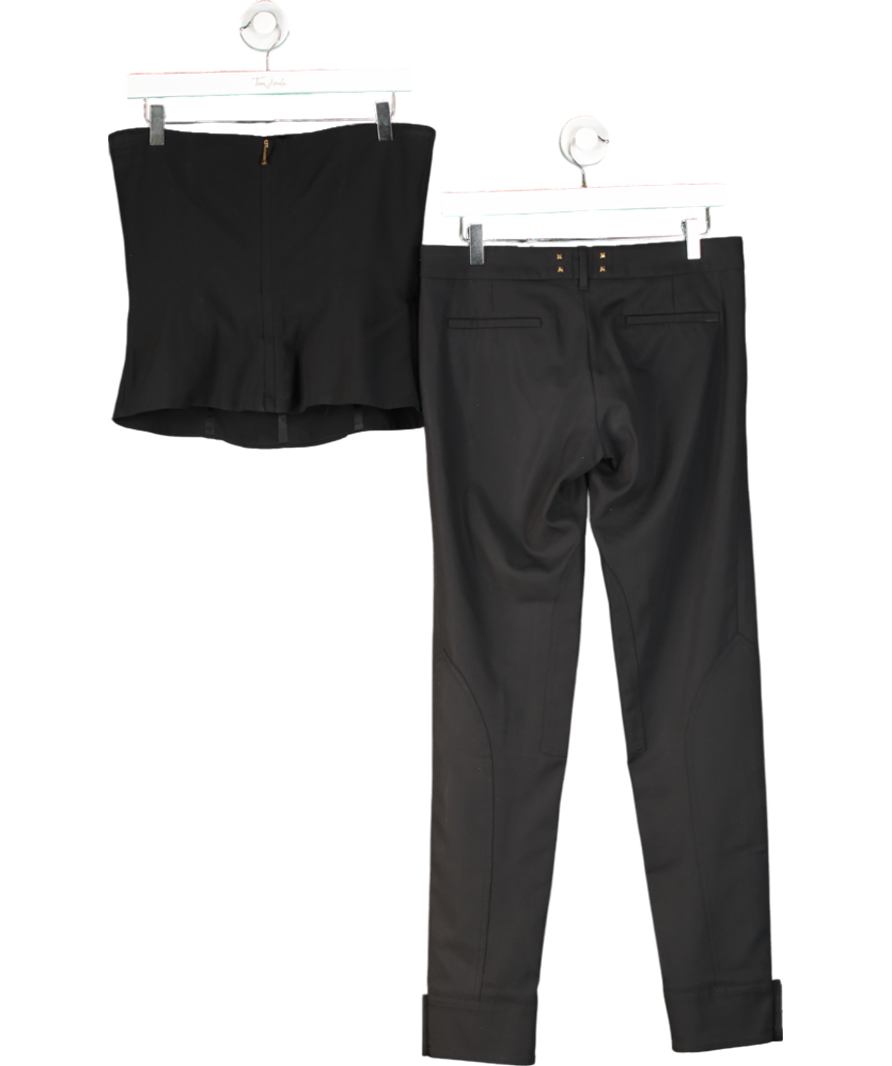 GUCCI Black Silk Blend Trousers With Gold Stud Detail And Silk Bustier Top UK L & Trousers UK M