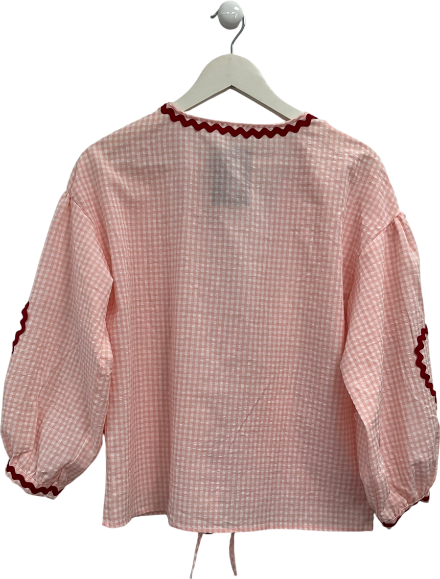amelia Jane london Candy Pink Gingham Heart Pocket Blouse UK S