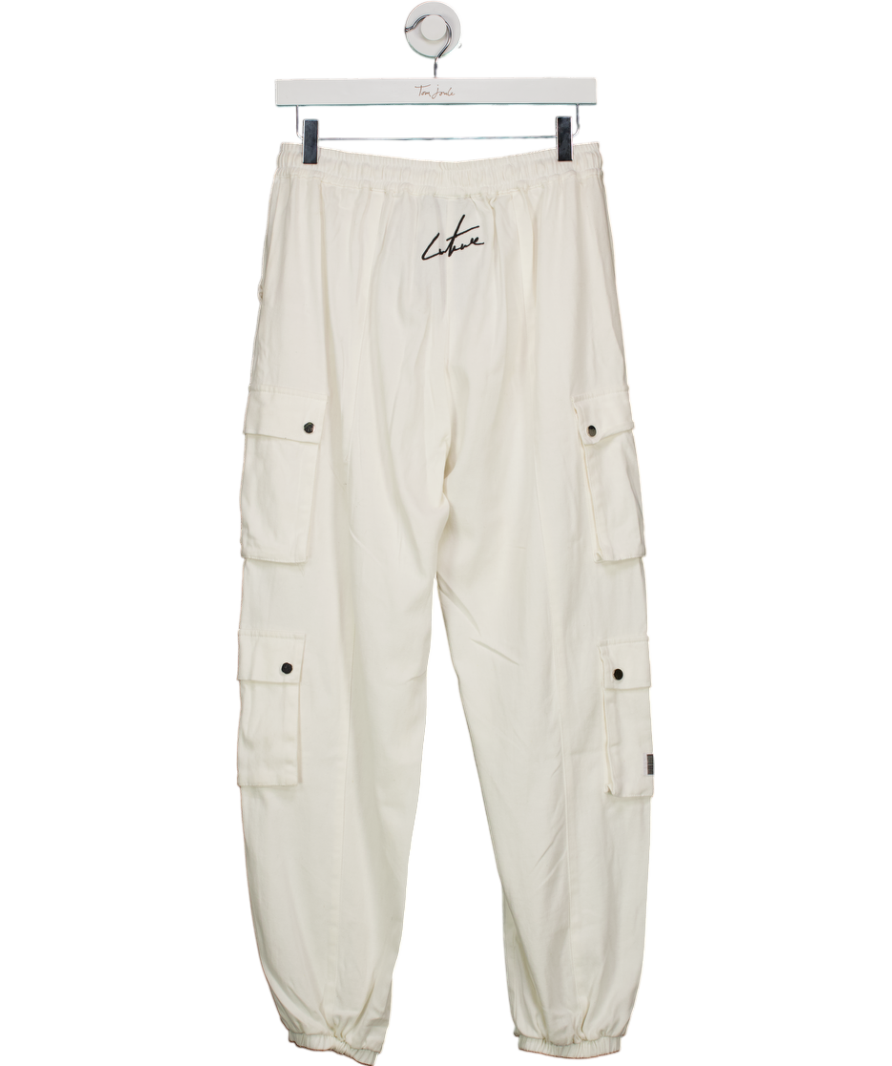 The Couture Club White Cuffed Cargo Trousers UK S