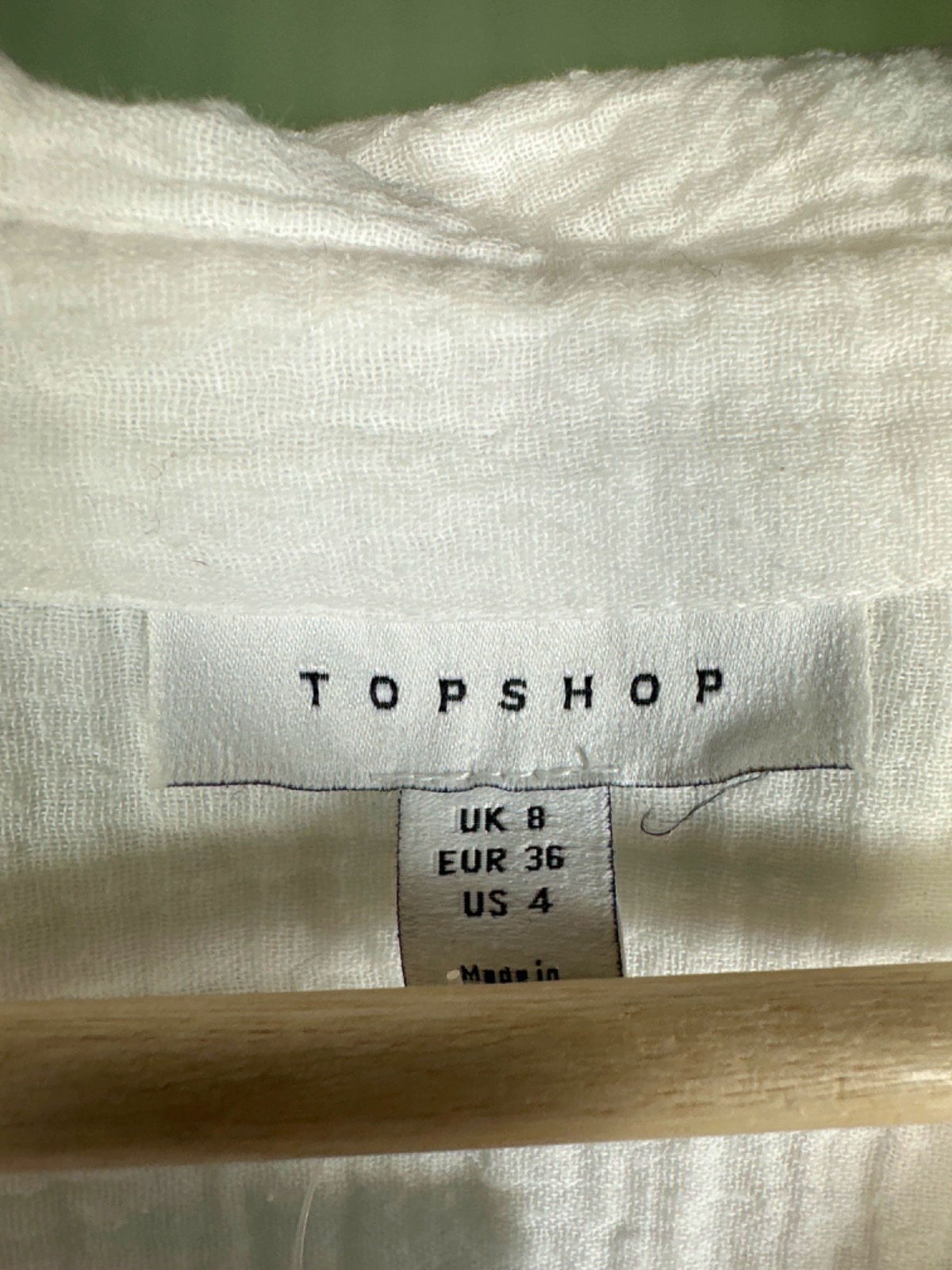 Topshop White Long Sleeve Blouse UK 8