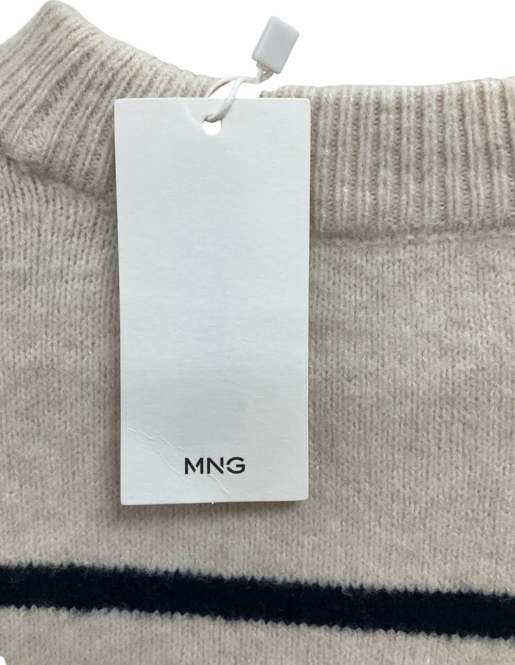 MANGO Cream Soft Striped Jumper UK M
