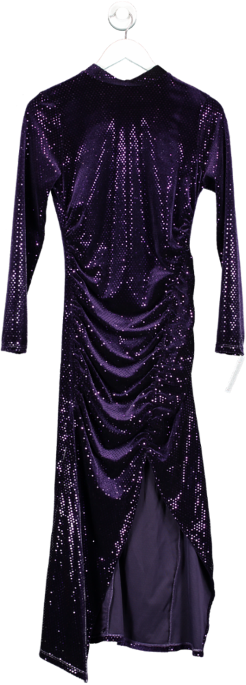 ZARA Purple Sequinned Midi Dress UK S