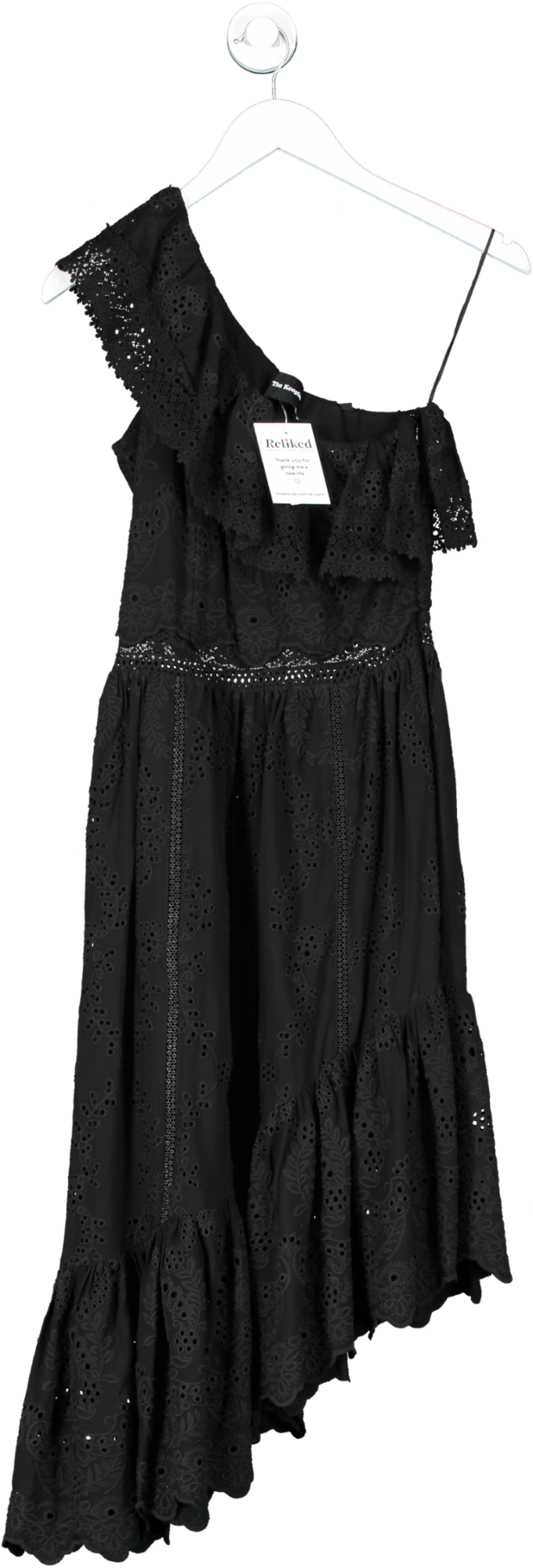 The Kooples Black One Shoulder Broderie Detail UK 8