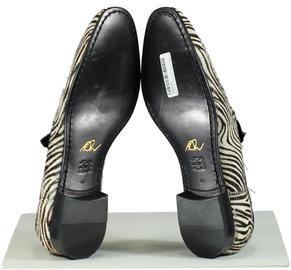 Maximilian Robinson Black and White Zebra Print Pony Skin Loafers UK 10