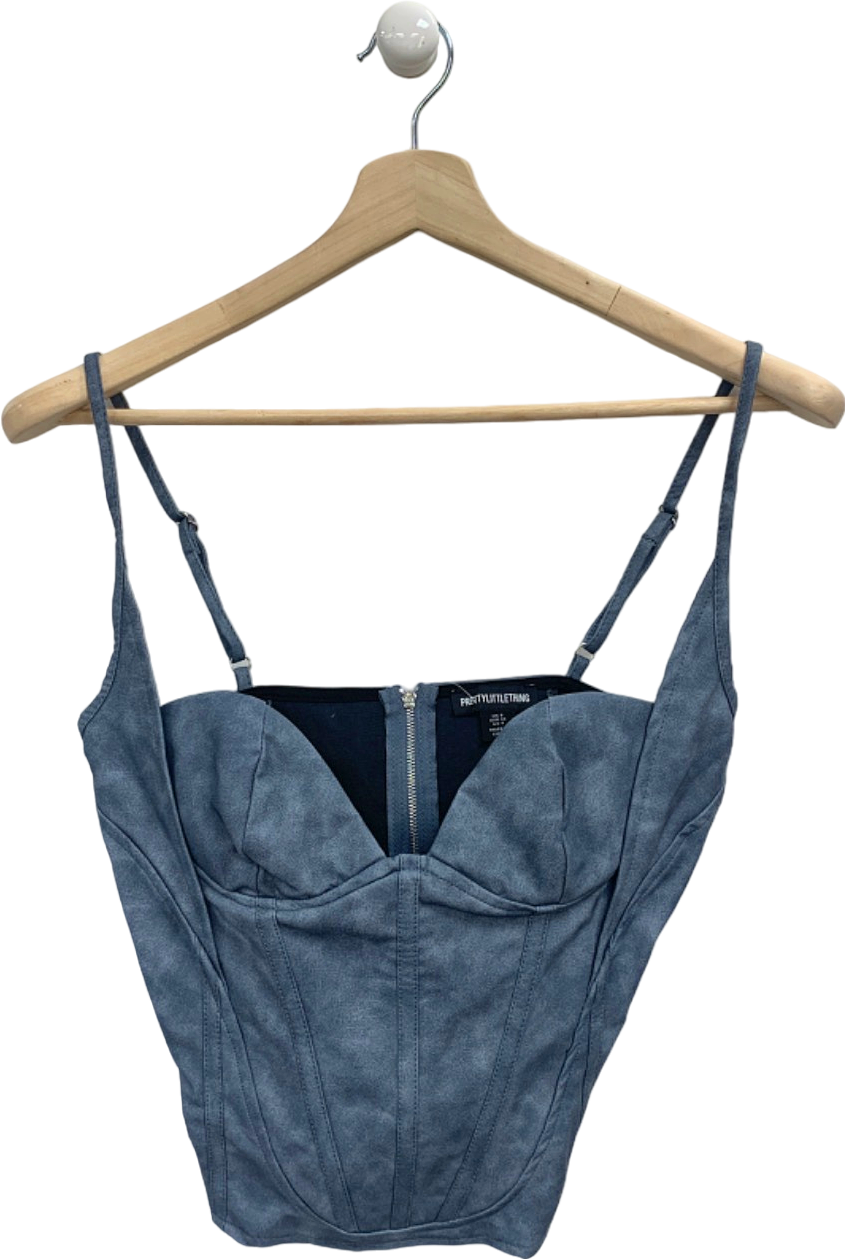 PrettyLittleThing Blue Corset Style Top UK 8