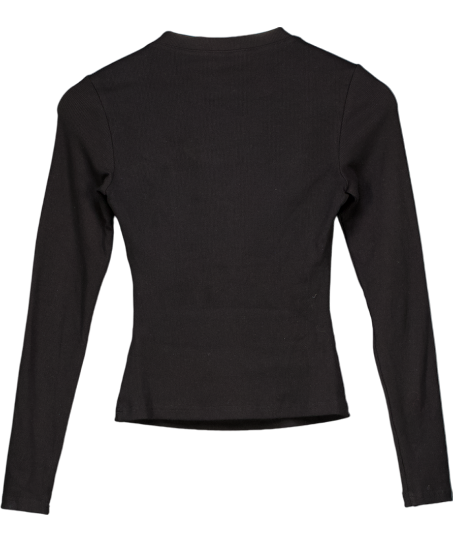 White Fox Black Roll Call Ribbed Long Sleeve Top UK XS
