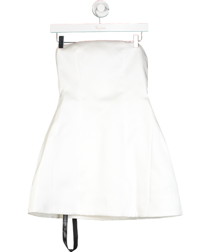 Six Stories Bandeau Satin A Line Mini Dress - White UK 8