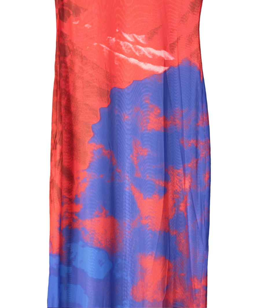 Finesses Red Kavya Multi Print Mesh Maxi Dress UK S