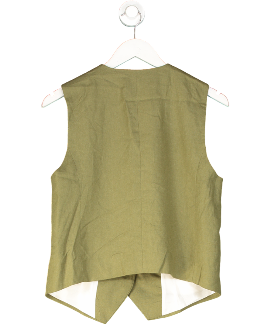 ZARA Green Linen Blend Tailored Waistcoat UK S