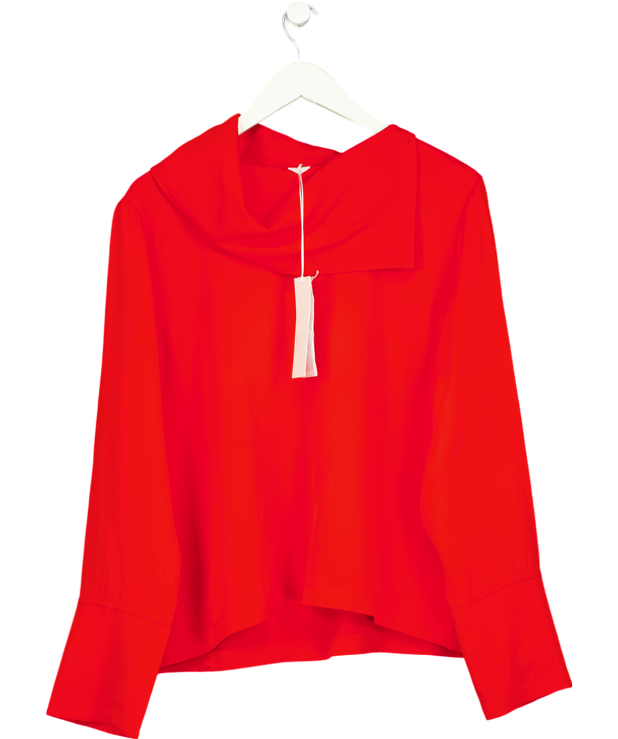 Arket Red Fold-collar Blouse UK 8