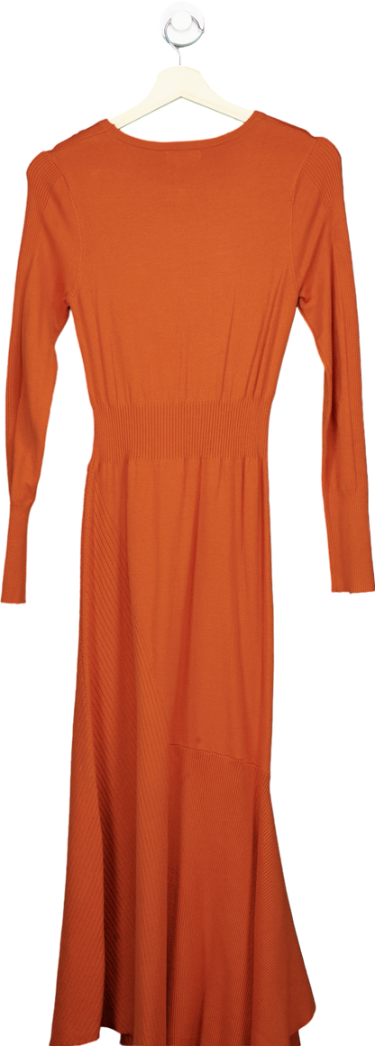 Warehouse Orange Mixed Rib Statement Dress UK S