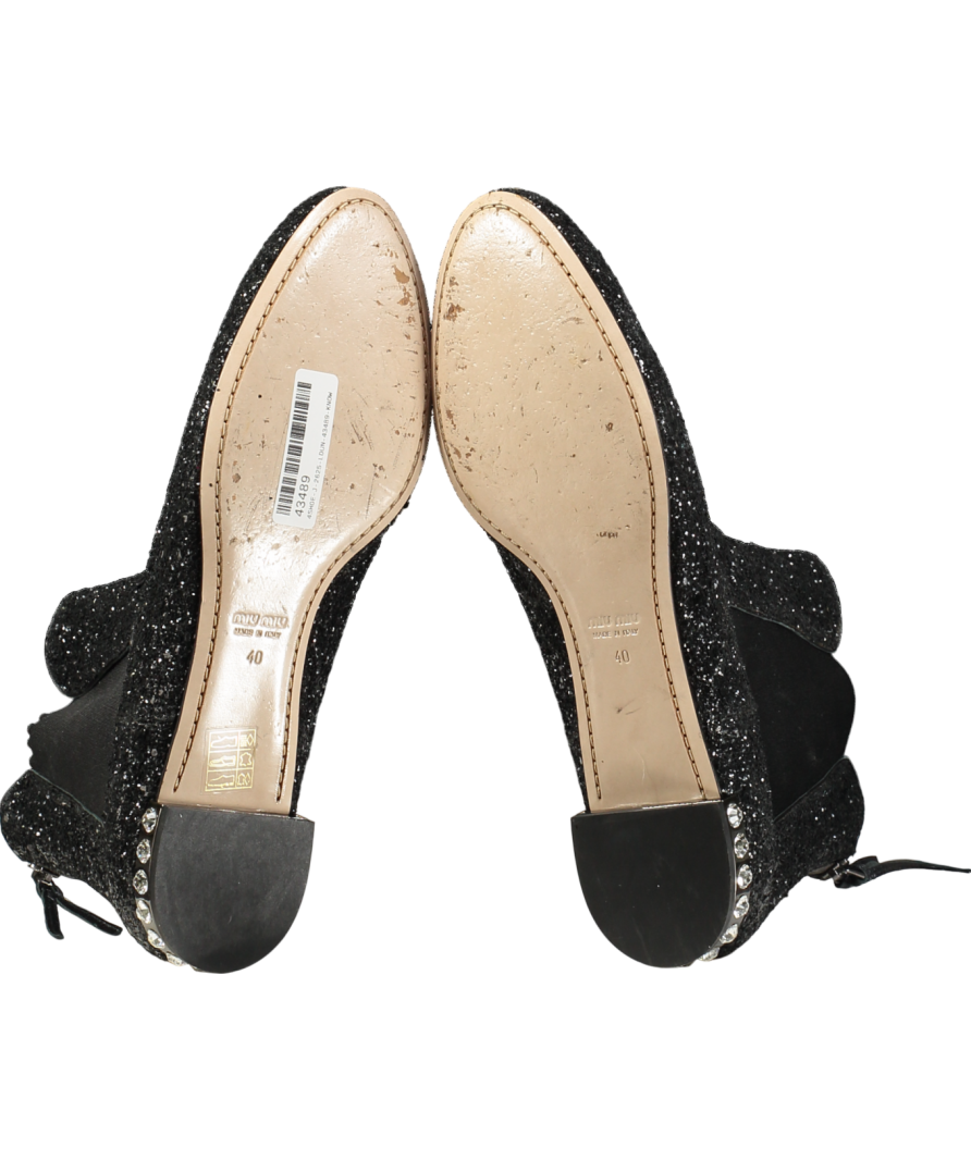 Miu Miu Black Glitter Chelsea Boot With Crystal Detailing UK 7 EU 40 👠