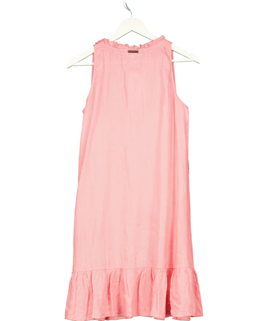 Heidi Klein Pink Ruffle Mini Dress 100% Linen UK S