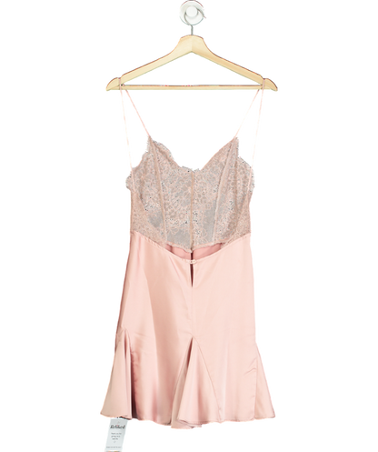 Pink Lace Detail Satin Night Dress UK S